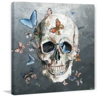 Parvez Taj Tinted Happy Butterfly Skull imprimare pictură pe pânză înfășurată