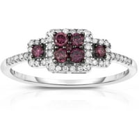 Carat T. W. violet și alb diamant argint inel de moda