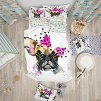 Designart 'Fashionable French Bulldog' Set De Huse De Plapumă Moderne Și Contemporane