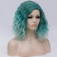 Unic chilipiruri peruca de păr uman pentru Lady 14 Gradient verde cret peruca Cap pufos cret ondulat