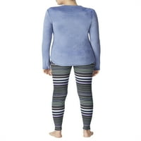 ClimateRight femei Stretch Luxe velur 2-bucata cald lung lenjerie de Top și Legging Set