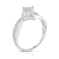Natalia Drake Cttw diamant pătrat Twist promisiunea inel pentru femei în rodiu placat cu argint Sterling Dimensiune