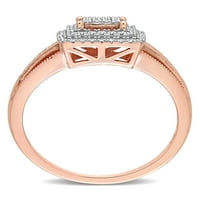 Miabella femei carate TW diamant 10kt Rose aur pătrat dublu Halo Split Gamba inel de logodna