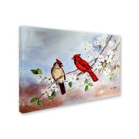 Marcă comercială Fine Art 'Cardinals And Dogwood' Canvas Art de Arie Reinhardt Taylor