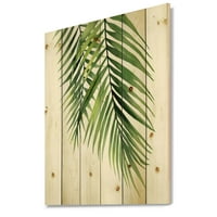 Designart' ramuri tropicale de palmier ' Imprimeu Tropical pe lemn Natural de pin