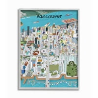 Stupell Industries colorat Vancouver Canada Reper port maritim peisaj urban încadrat artă de perete Design de Carla Daly, 11 14
