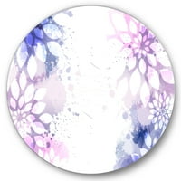 Designart 'roz și violet Abstract cu stropi colorate II' modern Circle Metal Wall Art-Disc de 23