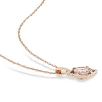2 carate T. G. W. Morganite și carate T. W. diamant 10kt aur roz 3-pc pătrat Halo inel, cercei și pandantiv cu lanț Set