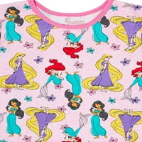 Bluze și pantaloni din pijama din bumbac Disney Princess Girls, set clasic din 4 Piese, dimensiuni 4-10