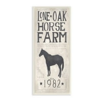 Stupell Home Decor gri și alb Rustic Lone Oak Horse Farm Vintage semn