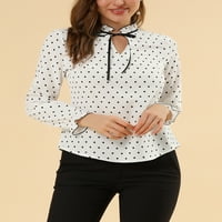 Chilipiruri unice femei Cravată ciufulit gât clopot mâneci lungi imprimate bluza
