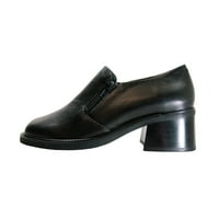 Flo femei lățime largă Slip-On pantofi din piele cu fermoar lateral negru 10