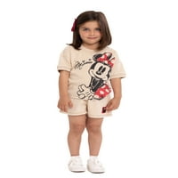 Minnie Mouse Toddler fete Tee și pantaloni scurți Set, 2 piese, dimensiuni 12M-5T