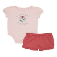 Garanimals Baby Girls Mi and Match Body Cu mânecă scurtă și pantaloni scurți pachet pentru copii, 10 piese, dimensiuni 0 3M-24m