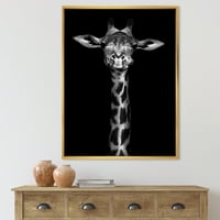 Designart 'Portretul Unei Girafe În Monocrom' Casă De Fermă Încadrată Pe Pânză Imprimeu De Artă De Perete