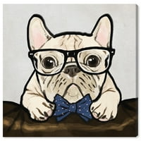 Wynwood Studio animale Wall Art Canvas printuri 'Nerdy Gentleman' câini și cățeluși-Maro, Albastru
