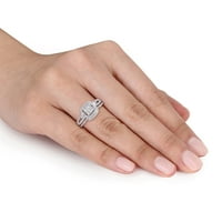 Miabella femei carate TW Printesa-Cut diamant 10kt Aur Alb mireasa Set