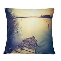 Designart Apus de soare uimitor peste Lacul Clam-pernă de aruncare imprimată peisaj-16x16