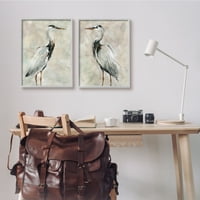 Stupell Industries acuarelă abstractă păsări mari Heron pene expresive de bronz, 20, Design de Carol Robinson