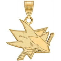 Sterling argint placat cu aur NHL LogoArt San Jose rechini Mediu pandantiv