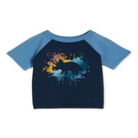 Garanimals Baby Boys Dino Splatter Paint Raglan tricou cu mânecă scurtă, dimensiuni 0 3M-24M