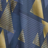 Designart 'Retro Luxury Waves în albastru și auriu IX' panou Modern pentru perdele de la mijlocul secolului