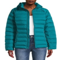 Timp și Tru femei și plus Packable Stretch Zip up Puffer jacheta