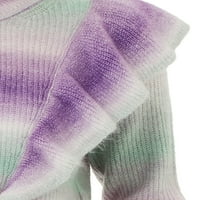 Scoop pulover de damă Space Dye cu ornamente cu volane