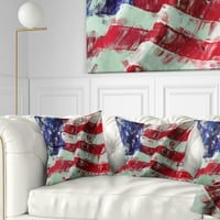 Designart USA Flag artă abstractă-hartă și pernă de aruncare a steagului-18x18