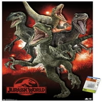 Jurassic World-Poster de perete Raptors cu știfturi, 22.375 34