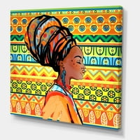 Designart 'femeie afro-americană portret cu Turban III' modern Canvas Wall Art Print