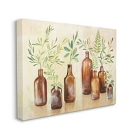 Stupell Industries ferigi și plante borcane de sticlă maro verde pictură pânză artă de perete Design de Julia Purinton, 30 40