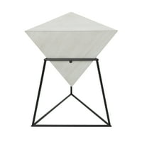 DecMode 20 24 masă de accent Geometric piramidă inversată din lemn alb cu suport din Metal negru, 1 bucată