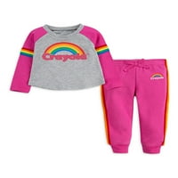 Crayola Toddler and Little Girls Rainbow Varsity tricou și pantaloni de trening Jogger, set de ținute din 2 piese, dimensiuni