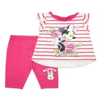 Disney Minnie Mouse fetita cu dungi Top & Capri Legging Outfit, set