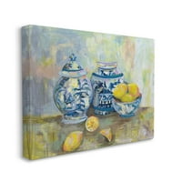 Stupell Industries lămâi și ceramică galben albastru pictură clasică pânză artă de perete de Jeanette Vertentes, 30 40