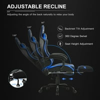 GTWD-scaun de Gaming cu suport pentru picioare, înălțime reglabilă și rabatabil, Albastru
