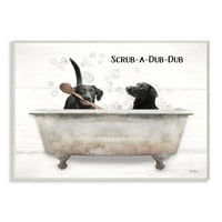 Stupell Industries Scrub A Dub Dub Citat familie câine de companie baie perete Placa Design de Lori Deiter