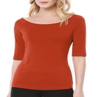 Chilipiruri unice femei Slim Fit pulover Jumătate mâneci Scoop gât T-Shirt