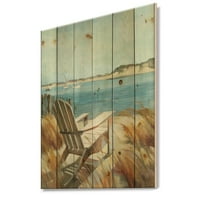 Designart 'scaun de coastă Rela Beach' imprimare nautică și de coastă pe lemn Natural de pin