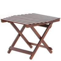 Masă laterală pliabilă din lemn, masă portabilă cu capăt pătrat pentru interior-exterior-Terasă