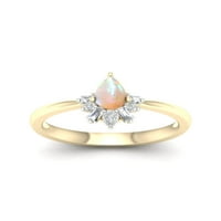 Imperial Gemstone 10k Galben Aur pere tăiat etiopian Opal 1 10CT TW diamant femei Inel