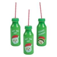 Sticle Drăguțe De Crăciun Cu Paie Și Capac-Consumabile Pentru Petreceri -