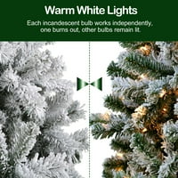 Hykolity 6ft pre-aprins zăpadă Flocked Pin pom de Crăciun, lumini albe calde, sfaturi, suport metalic și ramuri articulate