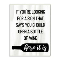 Stupell Industries semnează pentru a deschide sticla de vin Expresie alcool umor Design de placă de perete de Daphne Polselli,