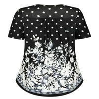Chama Plus Dimensiune maneca scurta Camasi pentru femei plisate Flowy tunica bluze florale imprimate Topuri