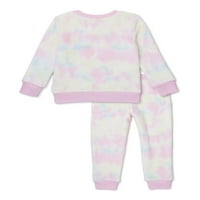 Wonder Nation Toddler și Baby Girl Minky Jogger Outfit Set, 2 piese, dimensiuni 0 3M-5T
