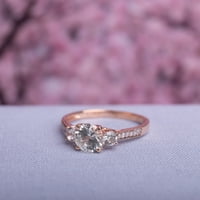 MIABELLA femei CT Morganite și diamant Accent 10kt Rose aur Halo inel de nunta