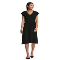 Rochie Midi cu decolteu în V pentru femei Time and Tru cu curea, dimensiuni XS-3XL