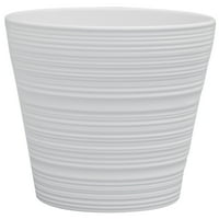 Mainstays Ceramică 5 5 4.52 Plantator Ceramic Cu Dungi, Alb